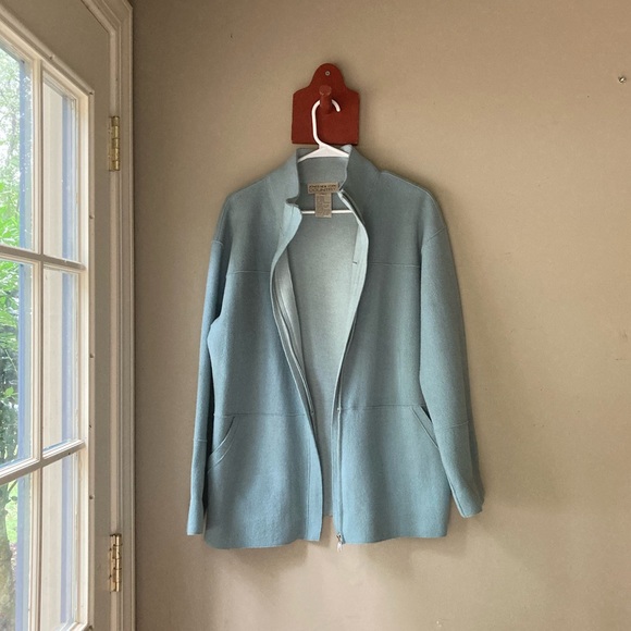 Jones New York Country Blue Wool Zip Jacket M - Picture 1 of 7